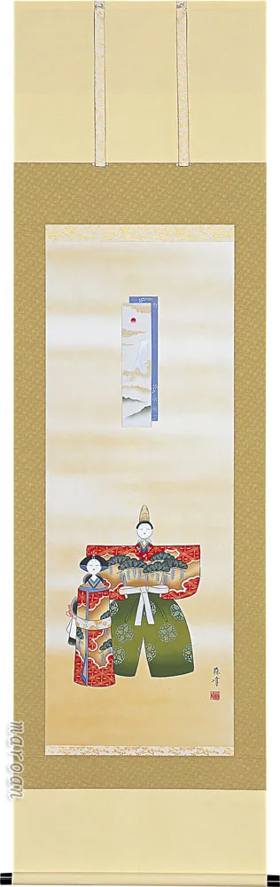 桃の節句・お雛様 掛け軸 立雛(富岡 蘇峰)桃の節句・お雛様【特殊工芸作品】