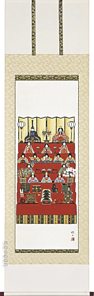 桃の節句・お雛様 掛け軸 七段飾り(田辺 修二)桃の節句・お雛様【特殊工芸作品】