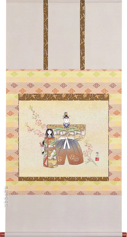 桃の節句・お雛様 掛け軸 立雛(篠原 隆一)桃の節句・お雛様