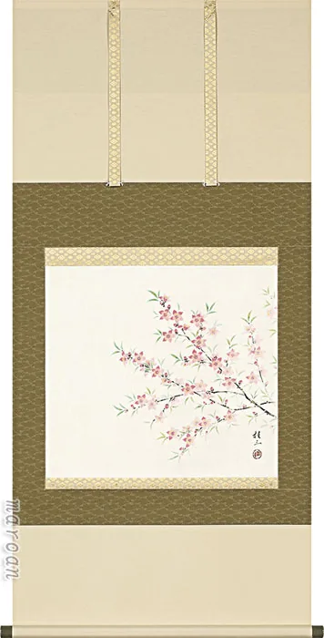 桃の節句・お雛様 掛軸 桃の花（佐藤 桂三）