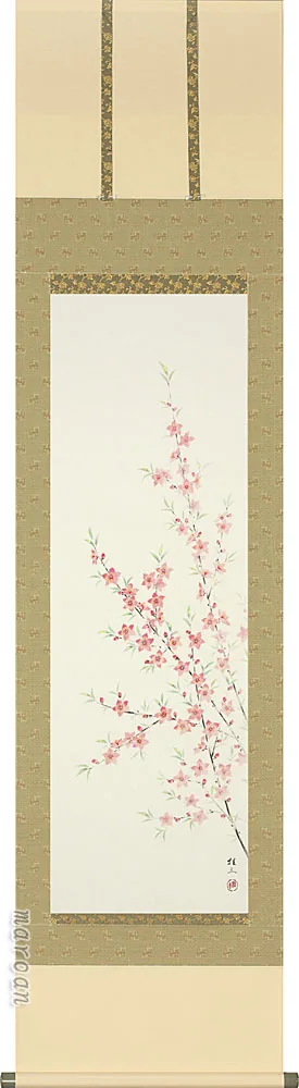 桃の節句・お雛様 掛軸 桃の花（佐藤 桂三）