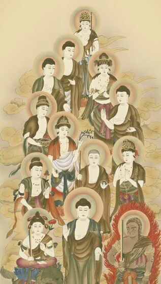 十三佛 【掛け軸／掛軸／十三佛】十三佛（清水 雲峰） 【尺三】 商品画像
