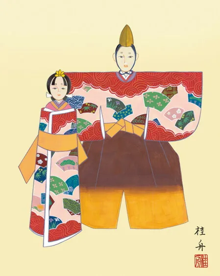 桃の節句・お雛様 掛軸【お雛さま】立雛（長江 桂舟）[尺三] 商品画像
