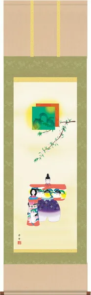 桃の節句・お雛様 掛け軸 掛軸 お雛さま 桃の節句立雛（野川 秀華）送料無料 代引手数料無料