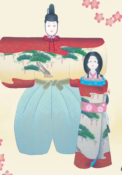 桃の節句・お雛様 掛け軸 掛軸 お雛さま立雛（森山 観月）送料無料 代引手数料無料 商品画像