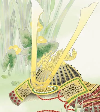 端午の節句 掛軸【武者・節句】兜に菖蒲（唐沢 碧山） 商品画像