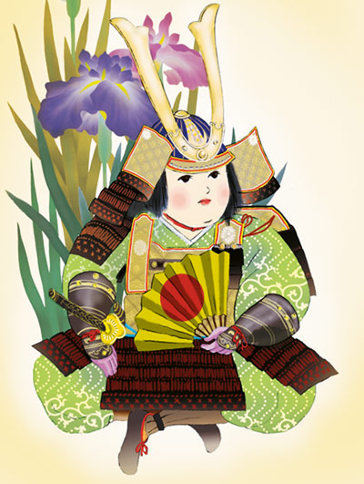 端午の節句 掛軸【武者・節句】武者と菖蒲（工藤 翔悠） 商品画像