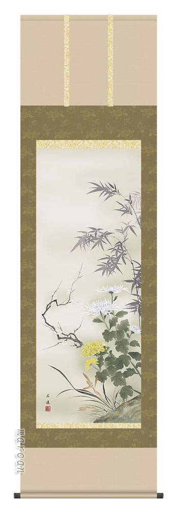 花鳥画 掛け軸 掛軸 花鳥 四君子（田中 広遠）送料無料 代引手数料無料
