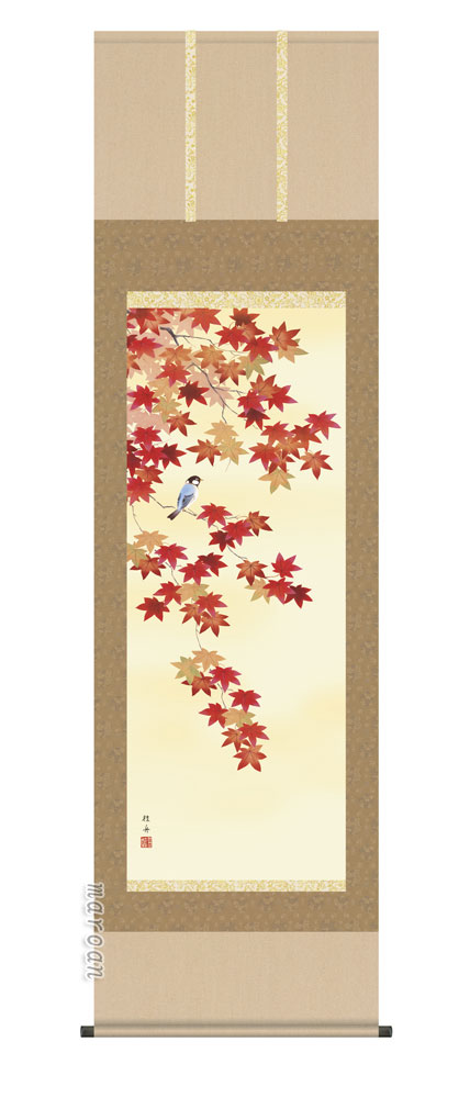 花鳥画 掛軸【四季揃・秋】四季花鳥・紅葉（長江 桂舟）