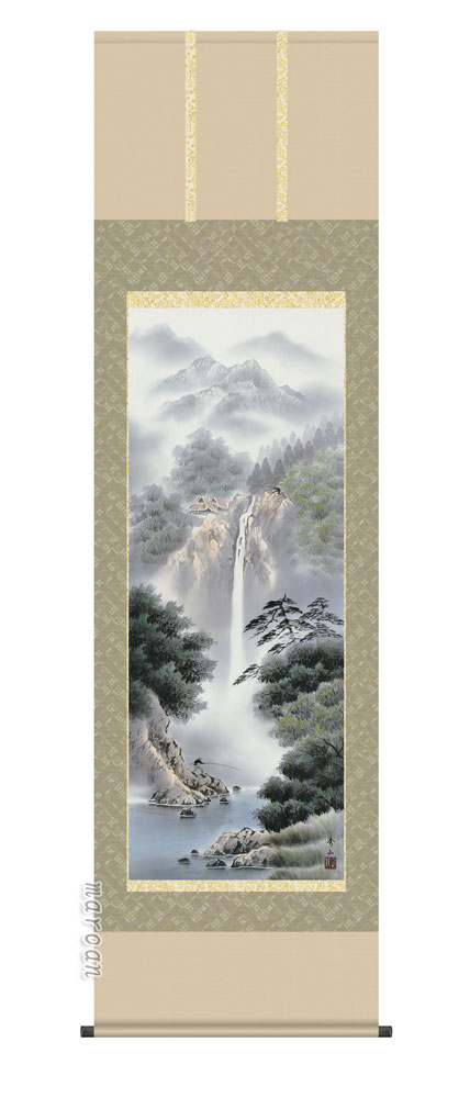 山水画 掛軸【山水/尺五】幽山渓谷（鈴村 秀山）