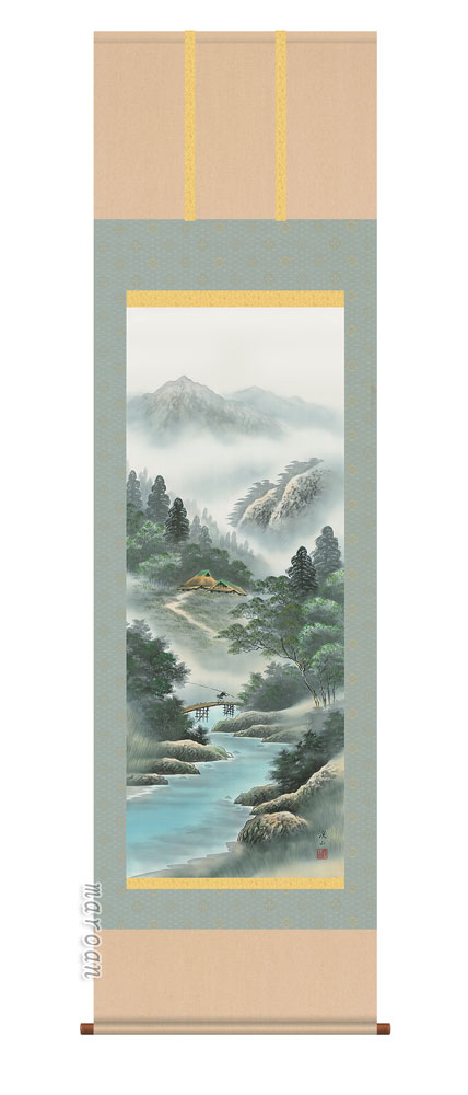 山水画 【掛け軸／掛軸／山水画】緑風水明（伊藤 渓山）