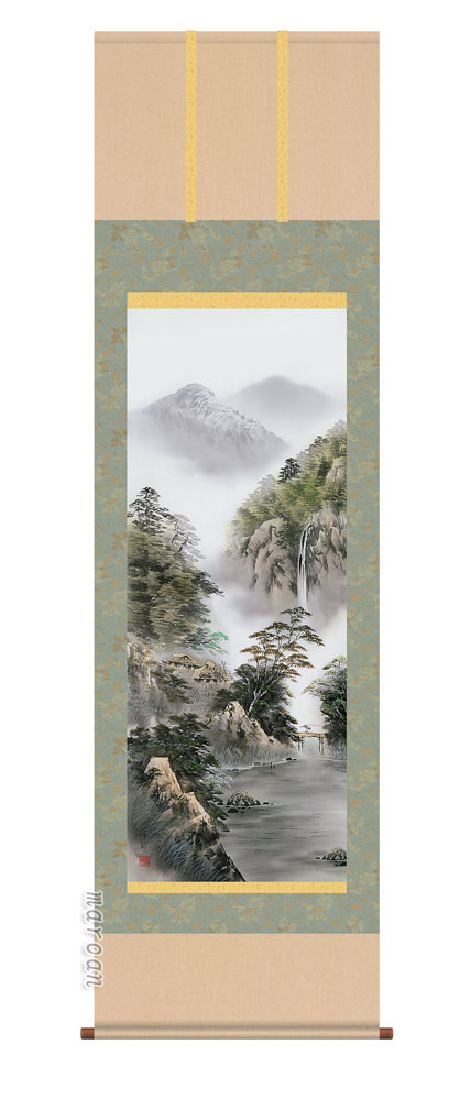 山水画 掛軸／かけじく【山水画】晴山麗水（中山 雪邨）