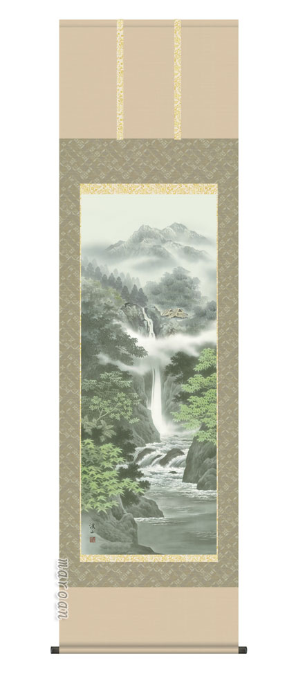 山水画 掛軸／かけじく【山水/尺五】清風水明（伊藤 渓山）
