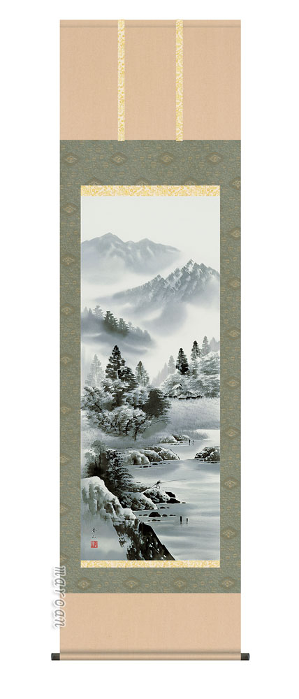 山水画 掛軸【山水】閑雅悠景（鈴村 秀山）