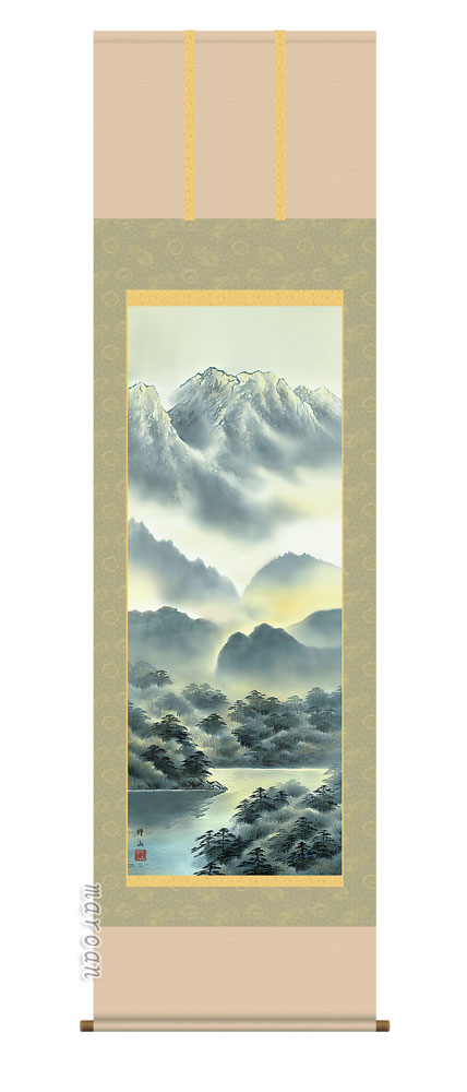 山水画 掛軸【山水】彩色山水（江本 修山）