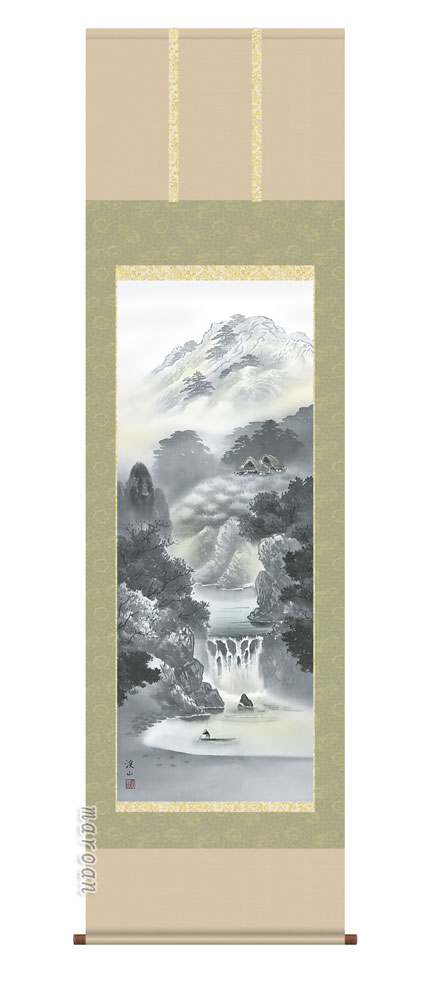 山水画 掛軸／かけじく【山水画】幽山蒼流（伊藤 渓山）