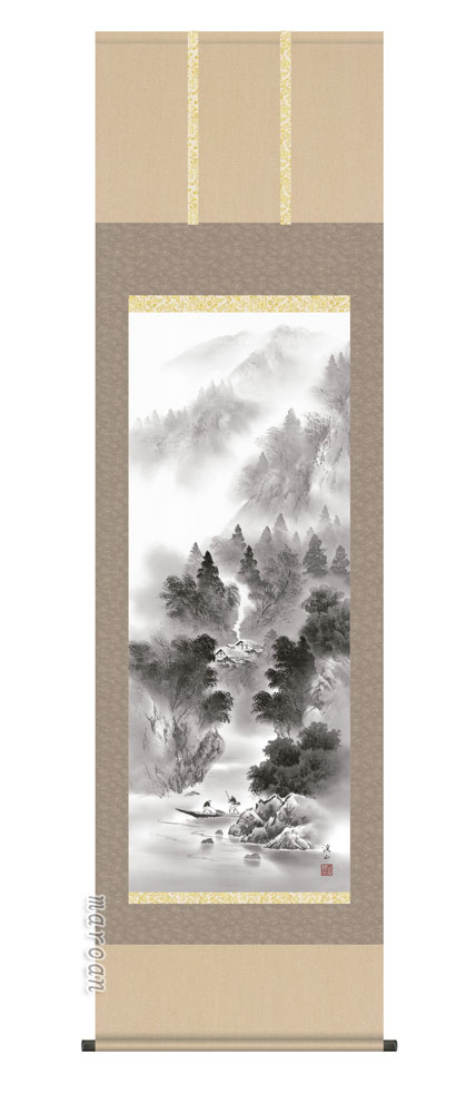 山水画 掛軸／かけじく【山水/尺五】悠景山水（伊藤 渓山）