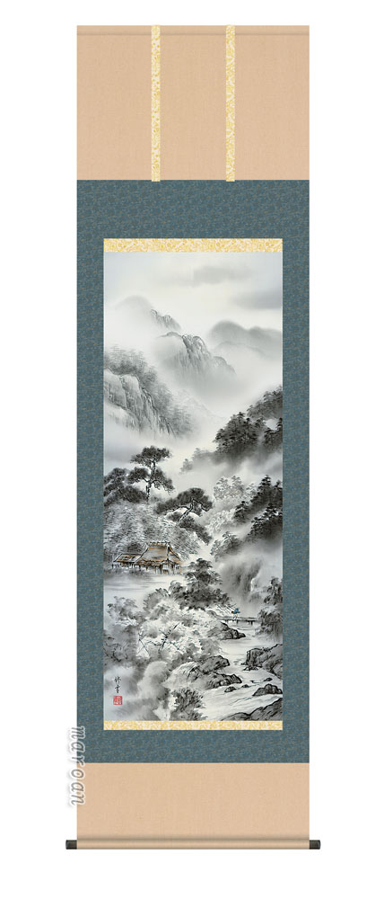 山水画 【掛け軸／掛軸／かけじく／山水画】山河望郷（横田 修幸）