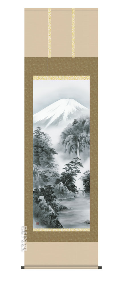 山水画 掛軸【山水/尺五】富岳幽寂（中山 雪邨）