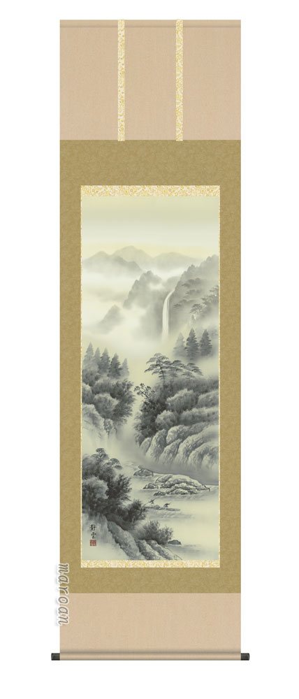山水画 【掛け軸／掛軸／山水画】水墨山水（佐藤 静雲）