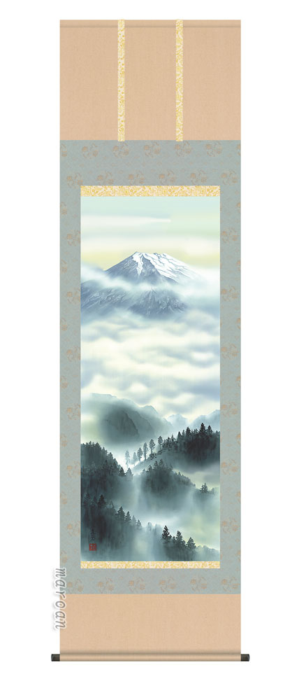 山水画 掛軸／かけじく【富士】黎明富士（依田 流石）