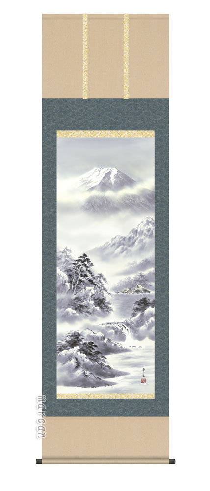 山水画 掛軸【山水/尺五】霊峰水明（北山 歩生）