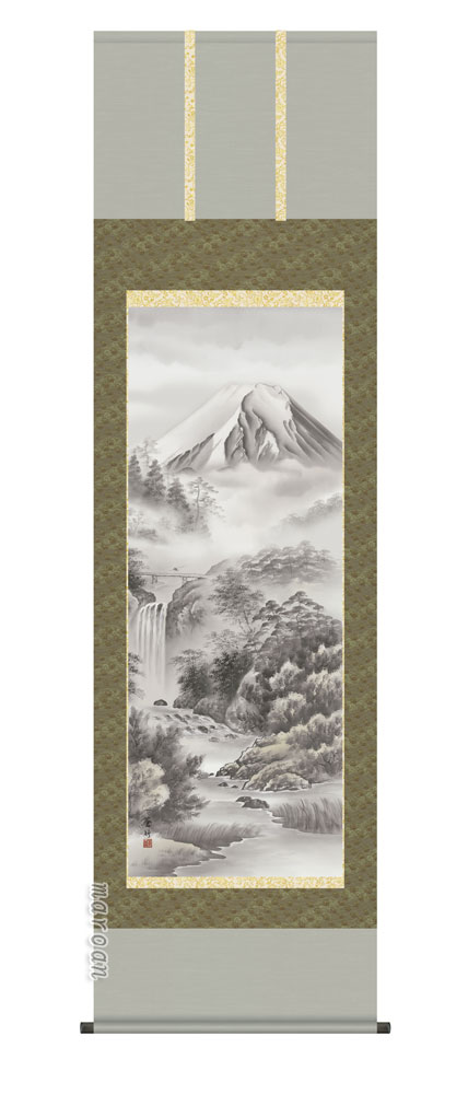 富士山 掛軸掛け軸／掛軸 富士山水（井原 蒼竹）