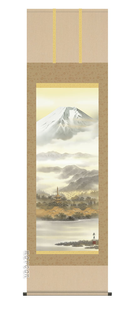 山水画 掛軸【山水/尺五】富獄憧憬（福田 春草）