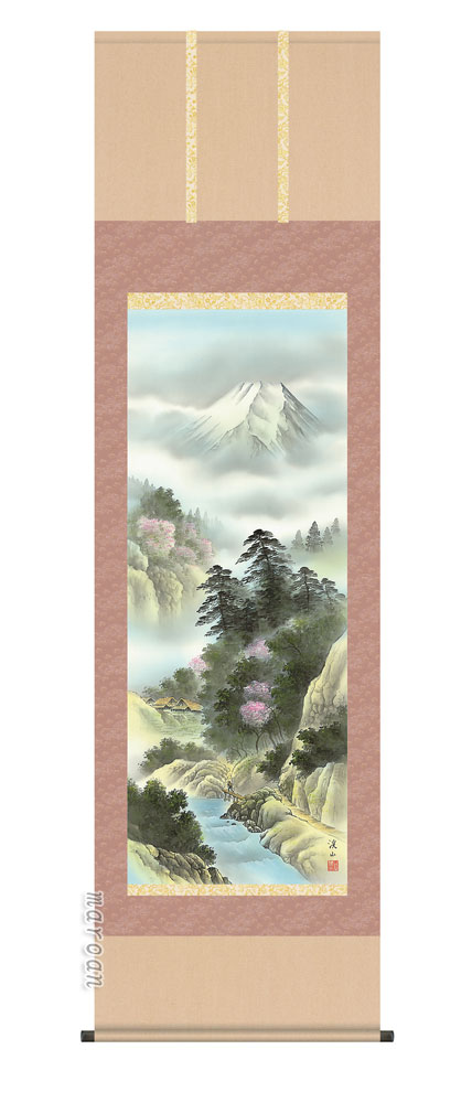 山水画 【掛け軸／掛軸／山水画】万山乱花（伊藤 渓山）【四季揃・春】