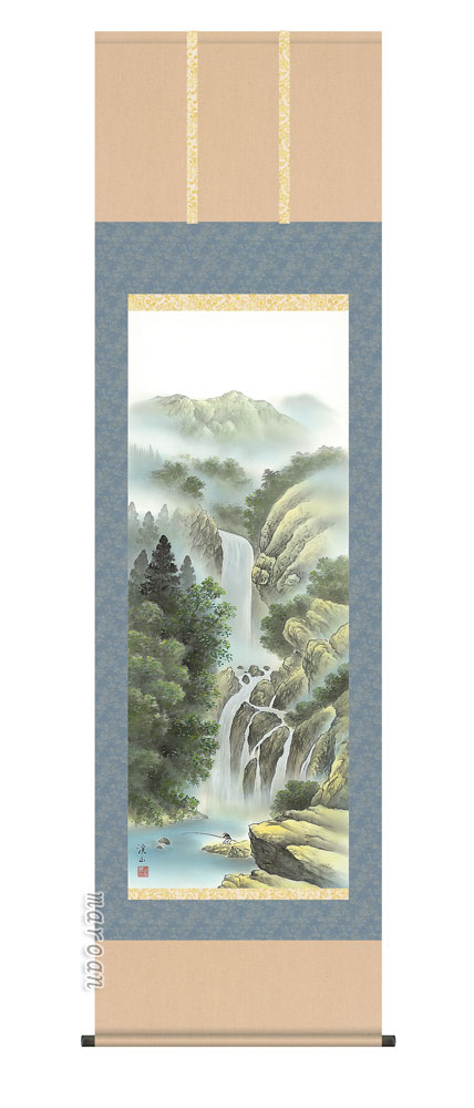 山水画 【掛け軸／掛軸／山水画】瀑布清冽（伊藤 渓山）【四季揃・夏】