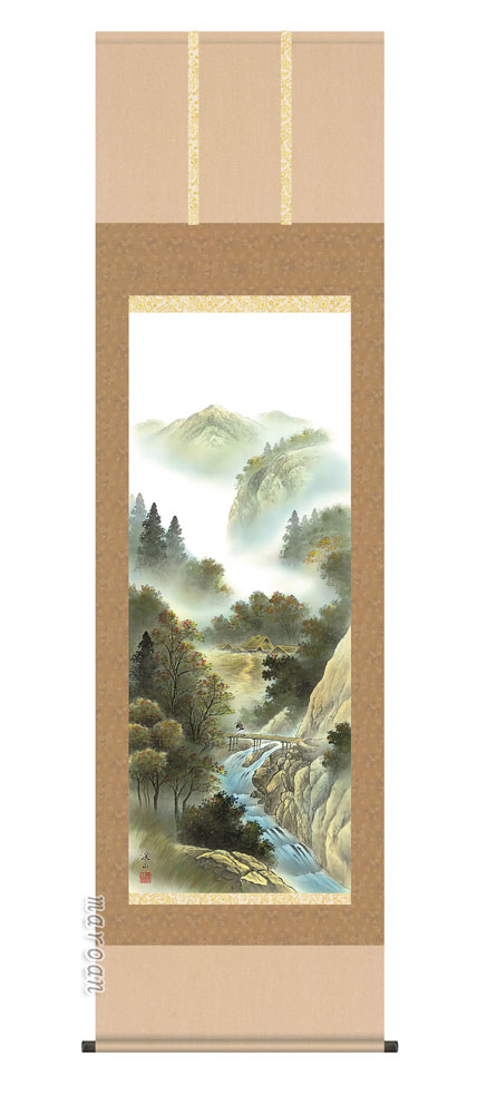 山水画 【掛け軸／掛軸／山水画】紅葉錦衣（伊藤 渓山）【四季揃・秋】