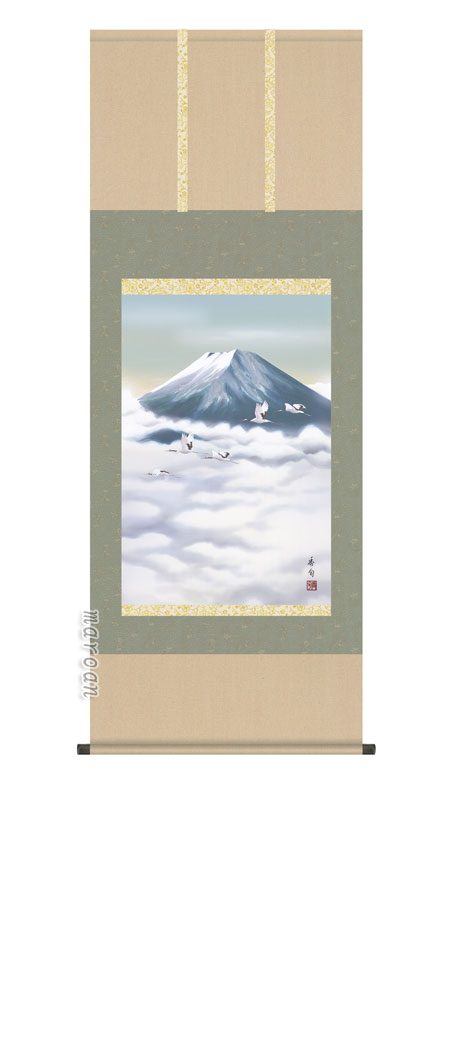 山水画 掛軸／かけじく【富士/尺五あんどん】黎明富士（伊藤 香旬）