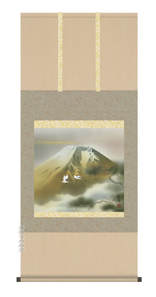 富士山 【掛け軸／掛軸／富士山】金富士飛翔（宇田川 彩悠）
