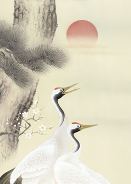 鶴亀 掛け軸(掛軸)【尺幅立】松竹梅鶴亀（小野 洋舟） 商品画像