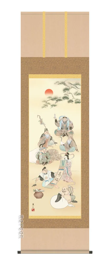 七福神 掛軸【慶祝】七福神（榎本 東山）