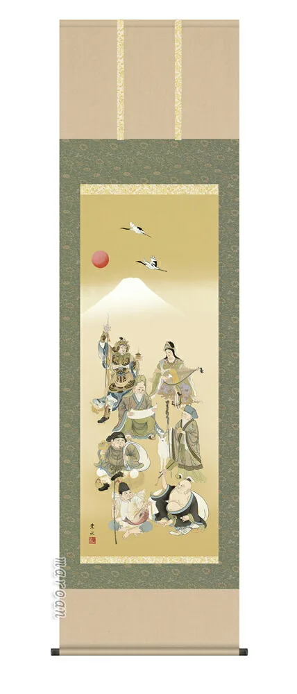 七福神 掛軸【慶祝】七福神（緒方 葉水）