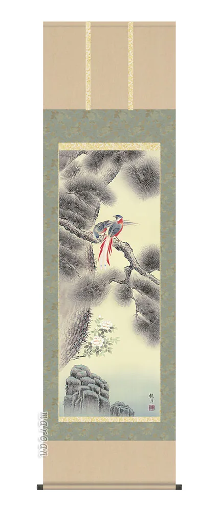 開運画 掛軸【慶祝画】不老長春（森山 観月）