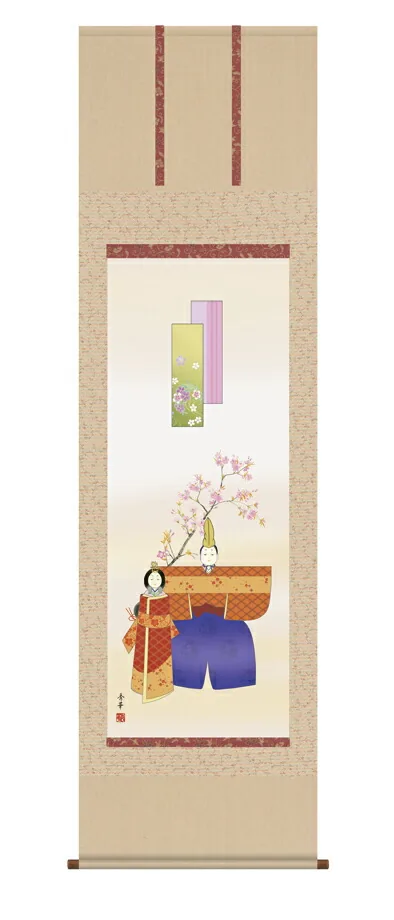 桃の節句・お雛様 掛軸【お雛さま】立雛（野川 秀華） 商品画像