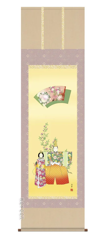 桃の節句・お雛様 掛軸【お雛さま】立雛（野川 秀華） 商品画像