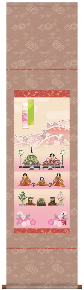 桃の節句・お雛様 掛軸【お雛さま】段飾り雛（伊藤 香旬）[尺幅]