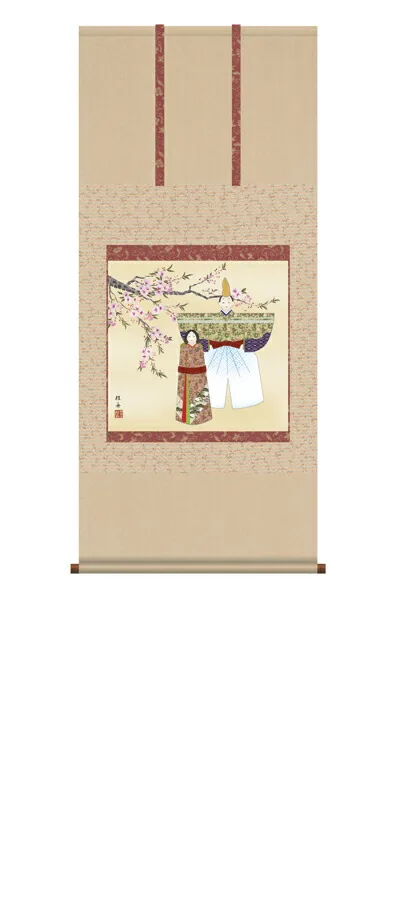 桃の節句・お雛様 掛軸【お雛さま】立雛（長江 桂舟）