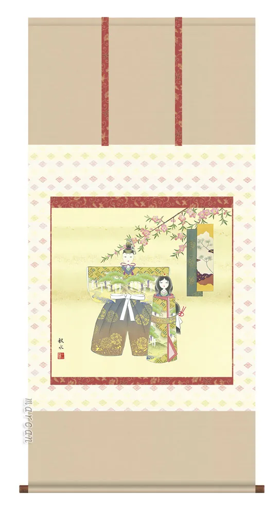 桃の節句・お雛様 掛軸／かけじく【お雛様】立雛（浮田 秋水） 商品画像