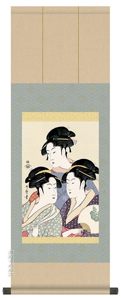 浮世絵 掛軸【浮世絵】寛政の三美人（喜多川歌麿）
