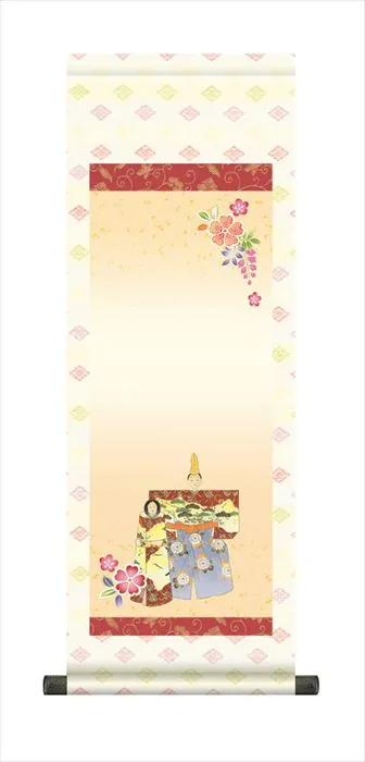 桃の節句・お雛様 節句名入り掛け軸 【立雛】サイズ：中(90cm)掛軸 販売 名前旗 初節句 桃の節句 お雛様 名… 商品画像