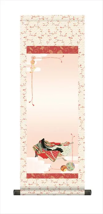 桃の節句・お雛様 節句名入り掛け軸 【小町雛】サイズ：中(90cm)掛軸 販売 名前旗 初節句 桃の節句 お雛様 … 商品画像