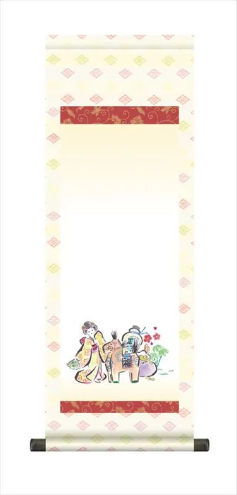 桃の節句・お雛様 節句名入り掛け軸 【幸運午】サイズ：中(90cm)掛軸 販売 名前旗 初節句 桃の節句 お雛様 … 商品画像